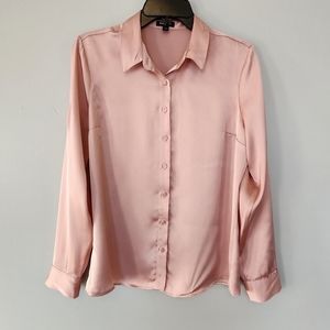 Express Satin Blush Button Up Blouse
